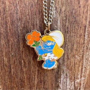 Vintage 1980’s Smurfette necklace - The Smurfs - Smurfette